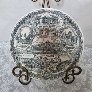 Vtg Souvenir Ironstone Porcelain Dish West Virginia the Mountain State Sites WV